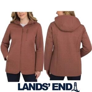 Lands' End Women's Hooded Quilted Jacket - Brown